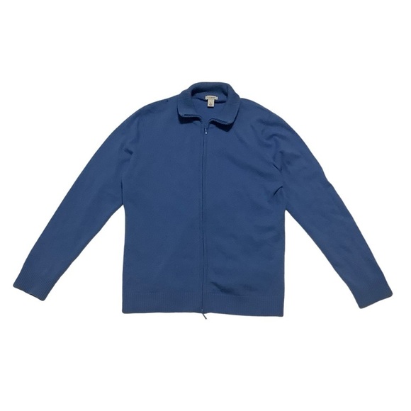 L.L. Bean 100% Cashmere Full-zip Sweater Sz Large Sky Blue - Picture 1 of 10